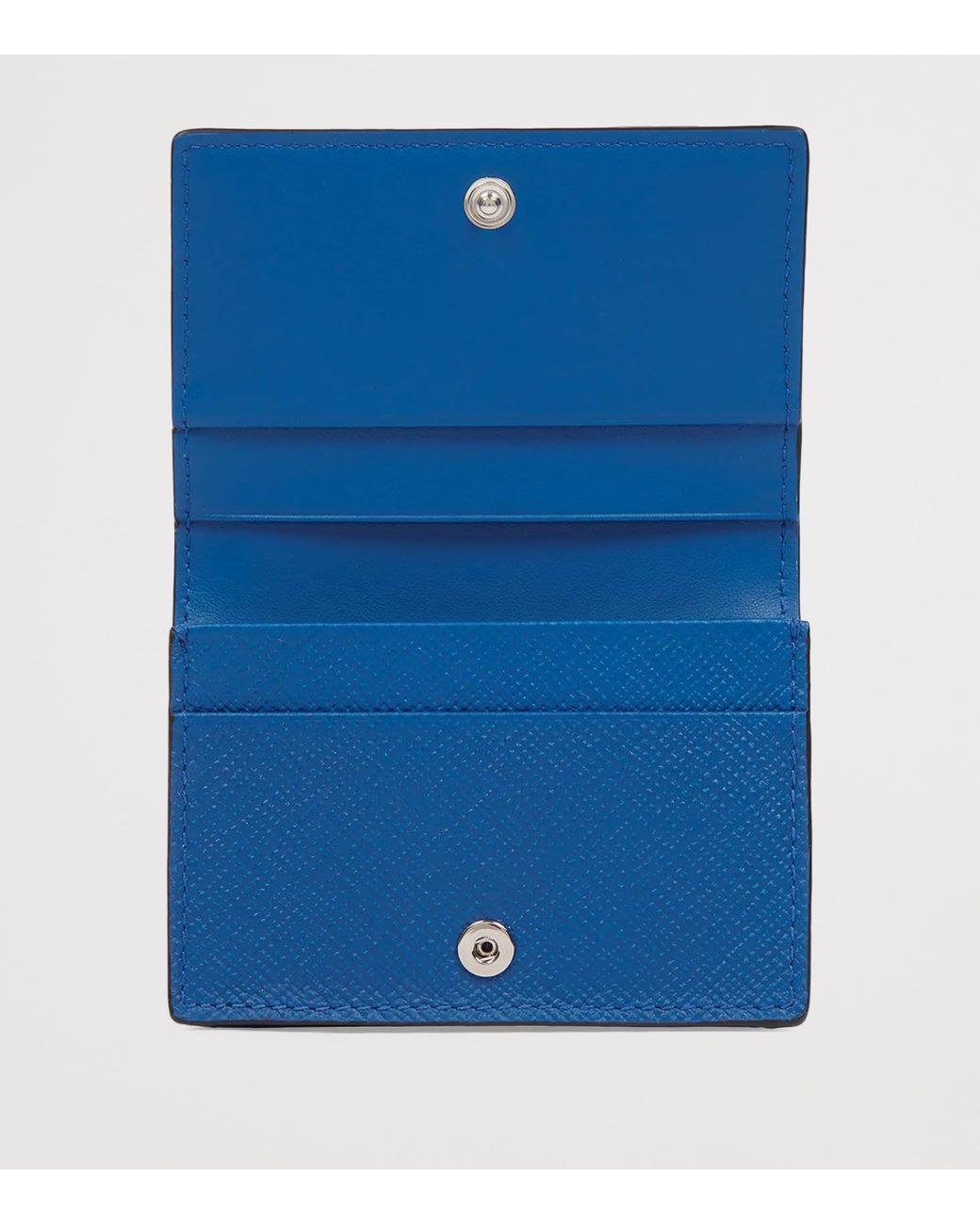 Smythson Blue Panama Leather Folded Card Holder