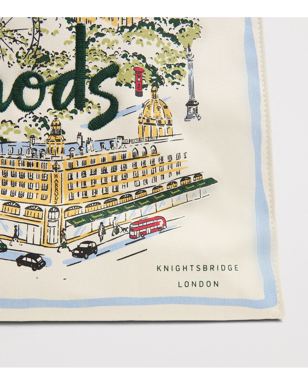 Harrods White Canvas City Stories Tote Bag
