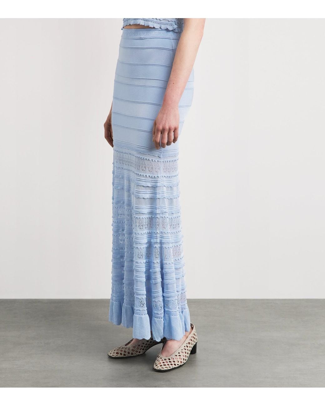 Sandro Blue Pointelle Maxi Skirt
