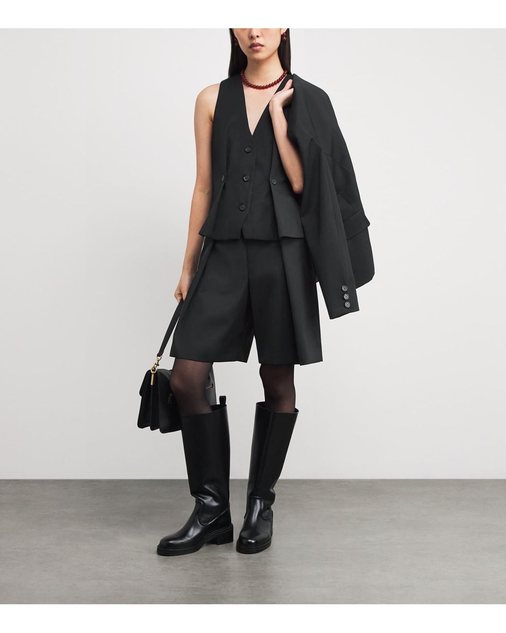 Claudie Pierlot Black Button Pleat Bermuda Shorts