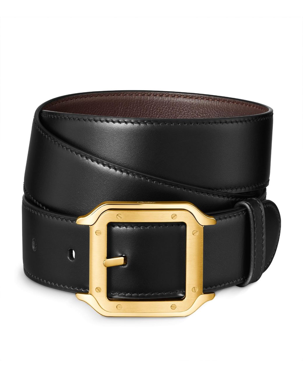 Cartier Black Leather Santos De Reversible Belt for men