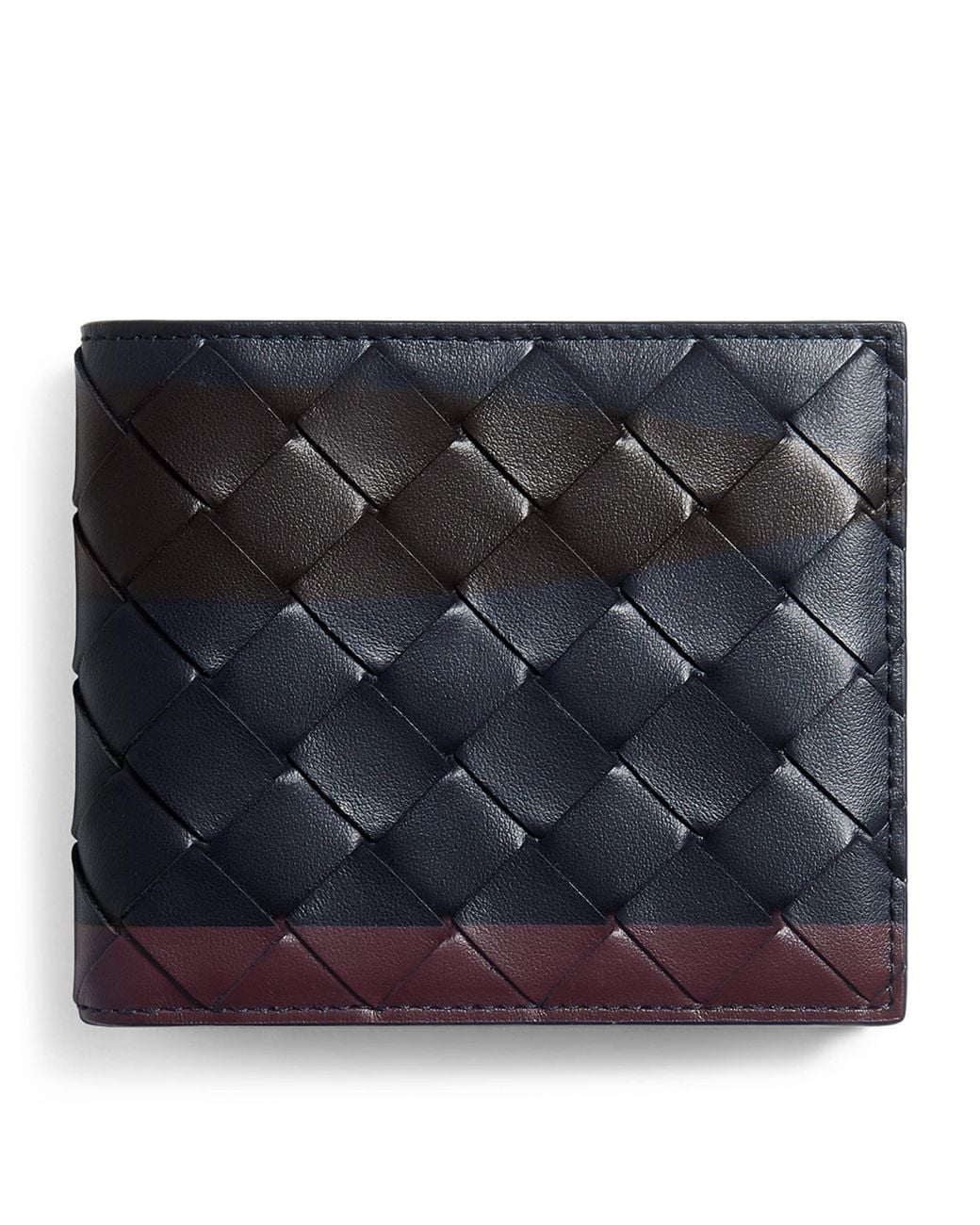 Bottega Veneta Blue Leather Intrecciato Bifold Wallet for men
