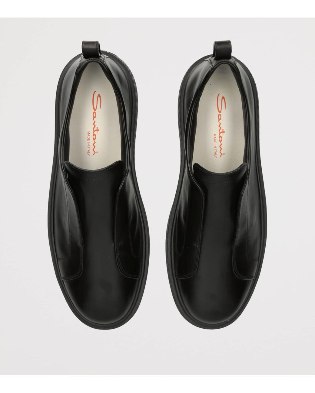 Santoni Black Leather Clean Icon Sneakers for men