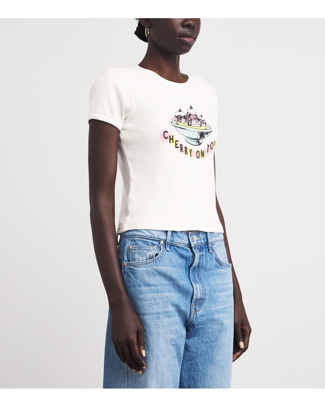 Mother White Printed The Itty Bitty Ringer T-Shirt