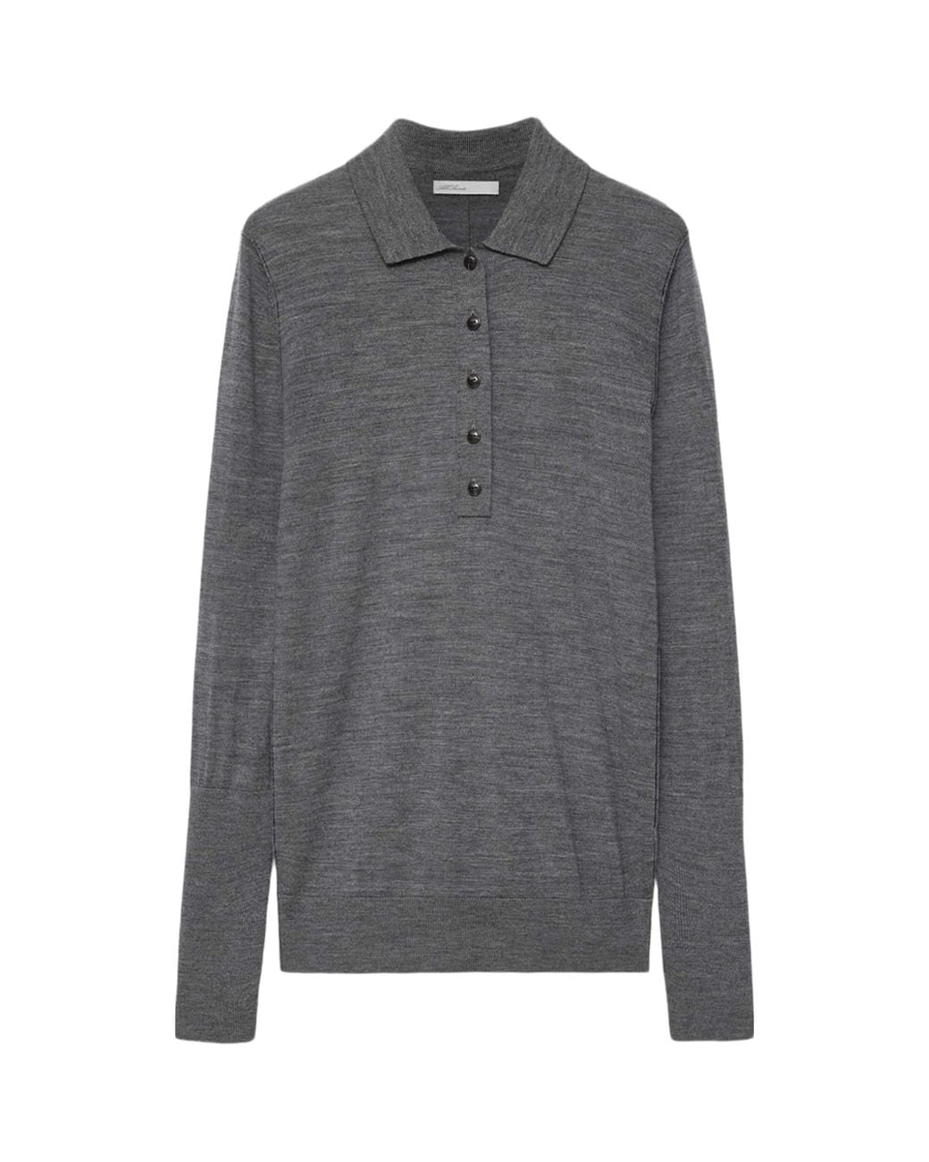 AllSaints Gray Merino Wool Martel Polo Sweater