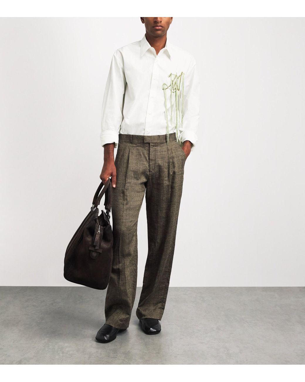 Dries Van Noten White Cotton Embroidered Shirt for men
