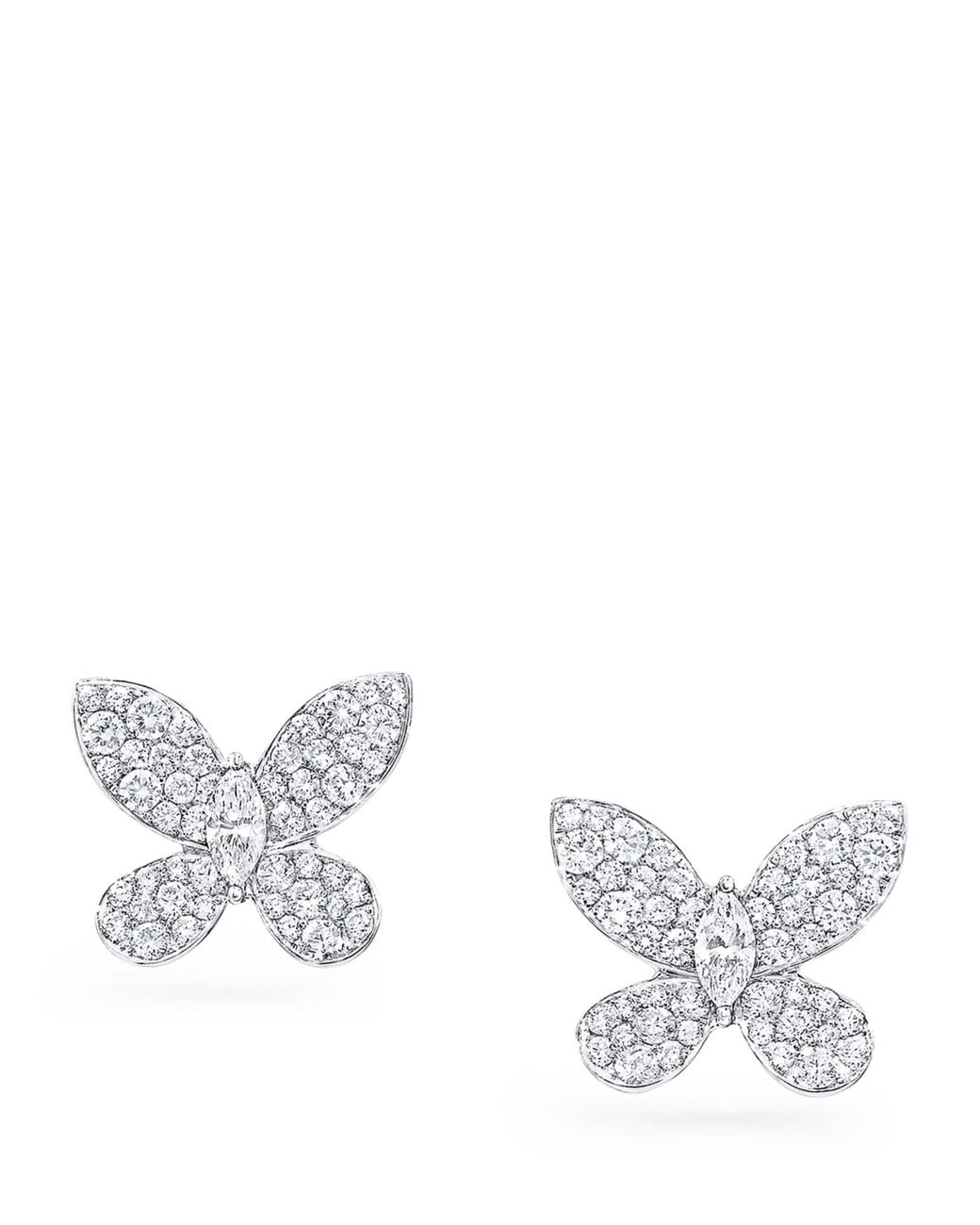 Graff White And Diamond Butterfly Stud Earrings