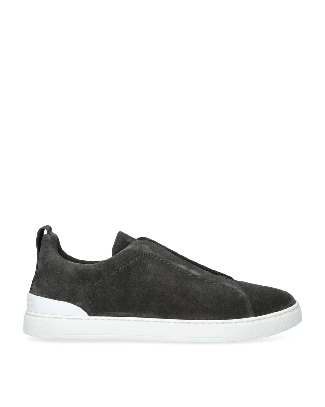 Zegna Black Suede Triple Stitch Sneakers for men