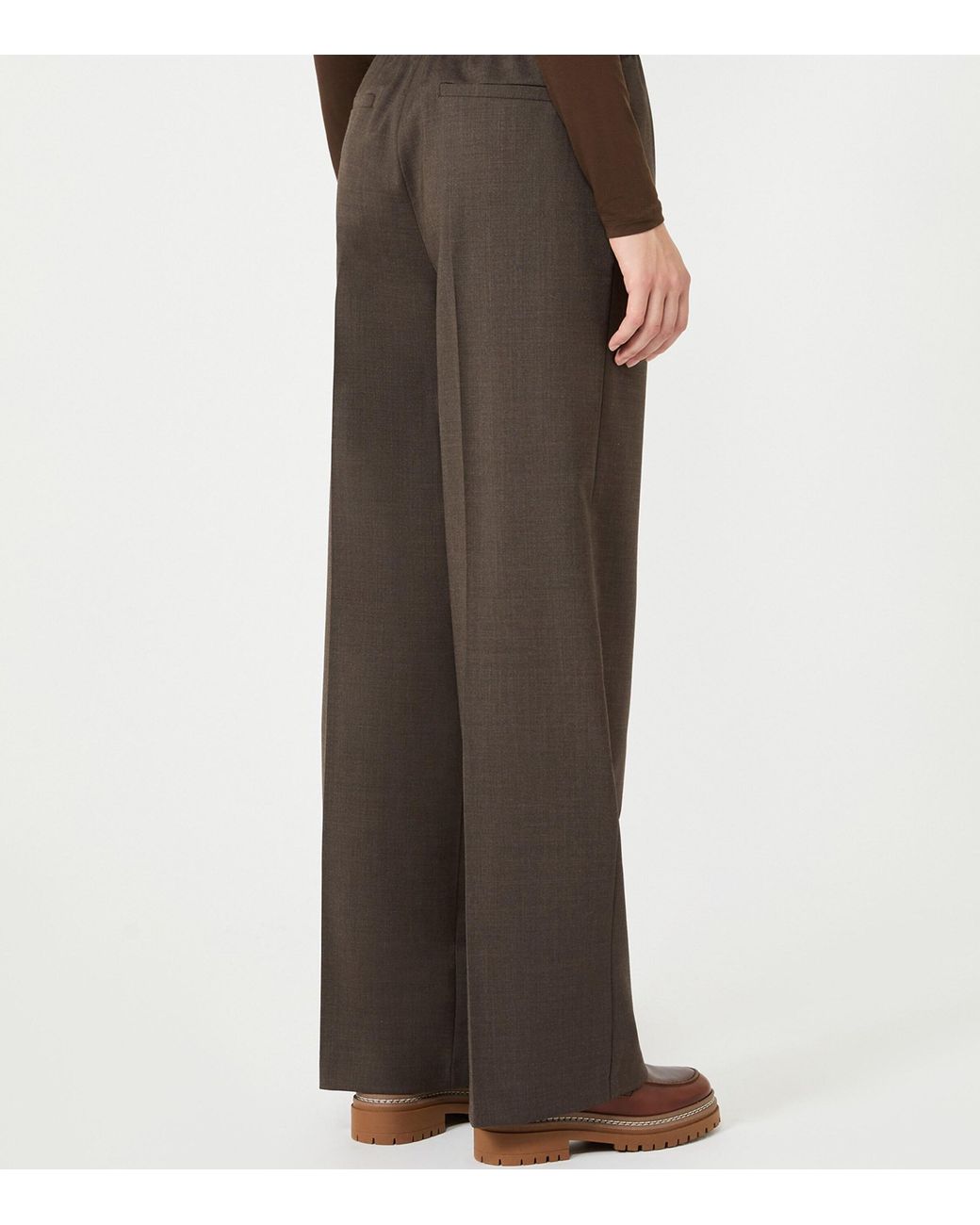 Weekend by Maxmara Brown Wool-Blend Straight Trousers
