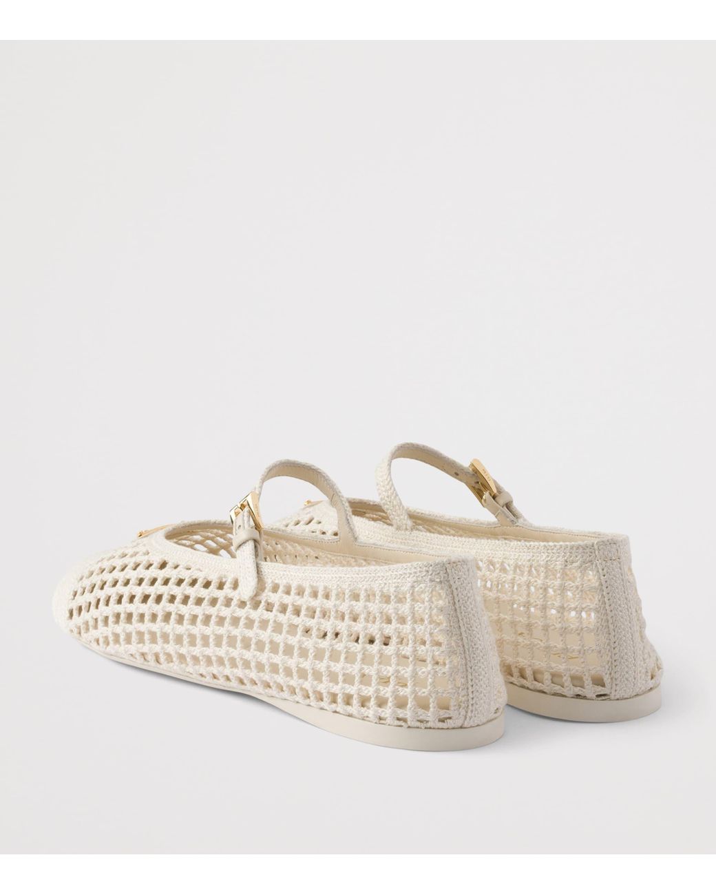 Prada Natural Crochet Ballet Flats