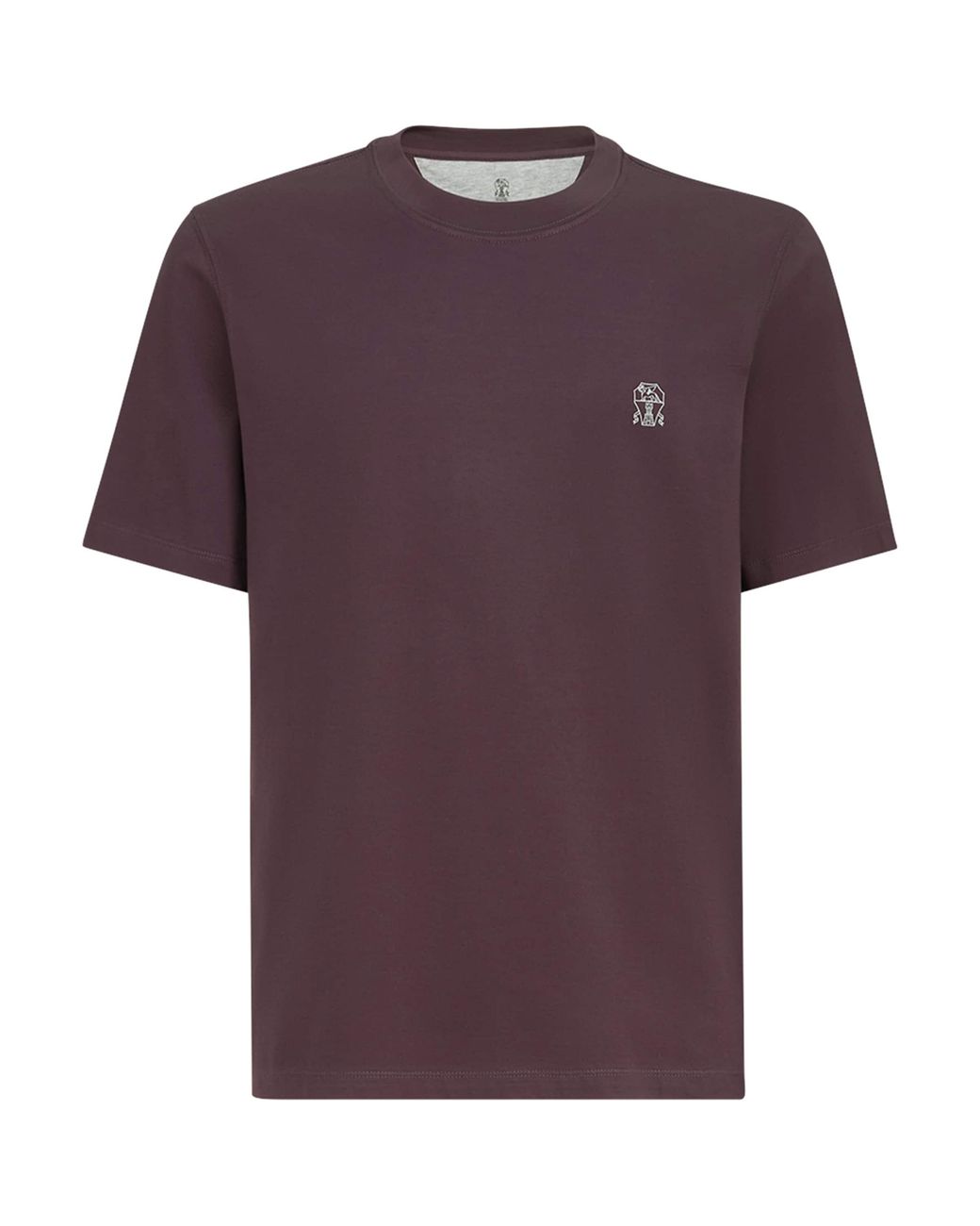 Brunello Cucinelli Purple Cotton Logo T-Shirt for men