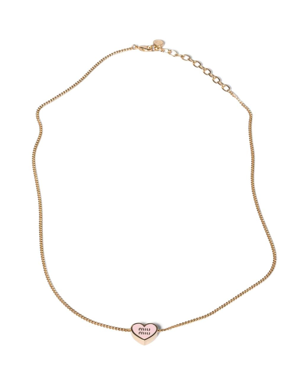Miu Miu White Heart Pendant Necklace
