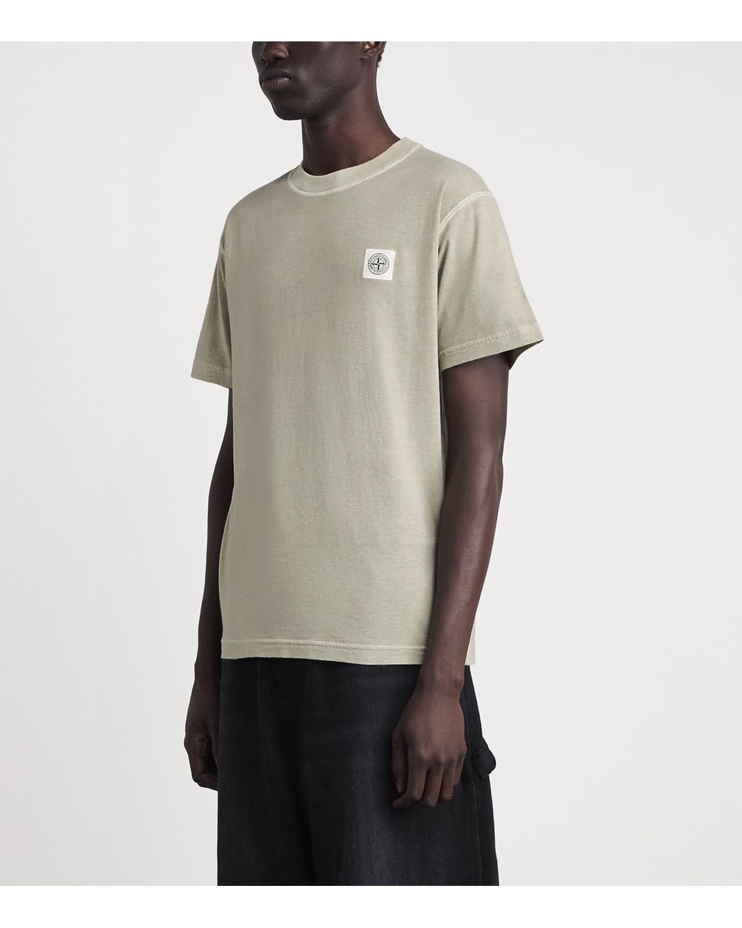 Stone Island White Cotton Logo T-Shirt for men