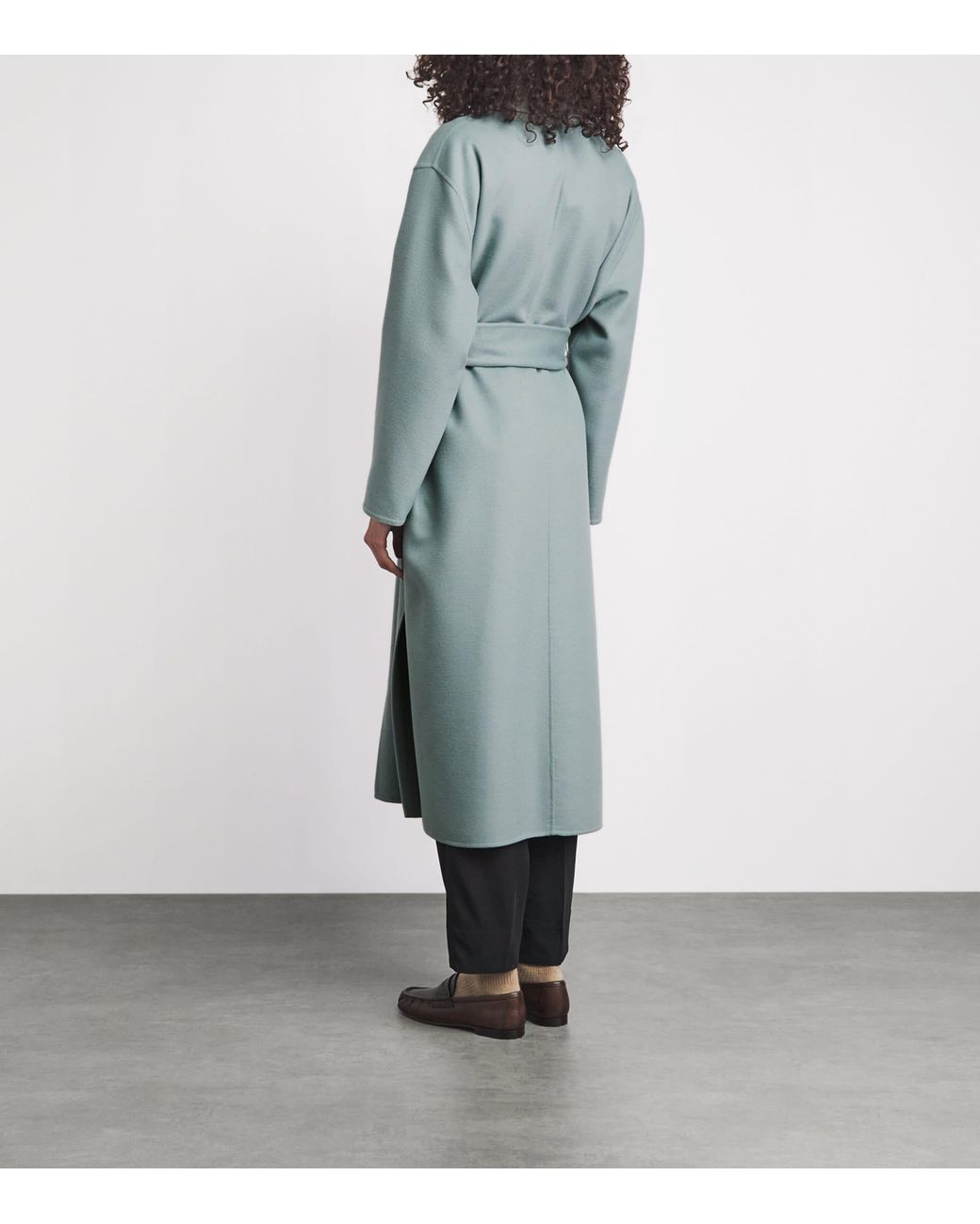 Fabiana Filippi Blue Wool Embellished Belted Coat