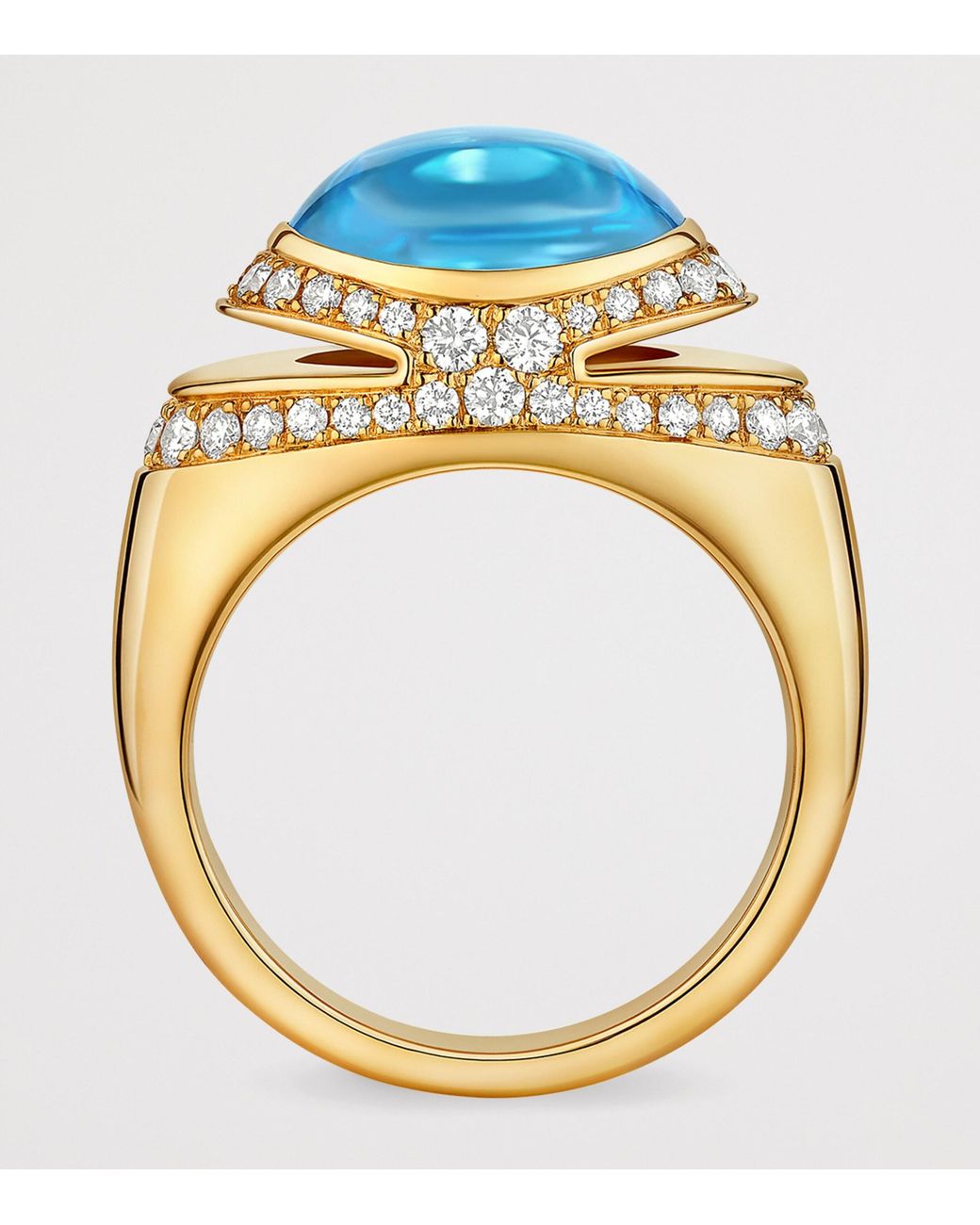 BVLGARI Metallic Diamond And Topaz Cabochon Ring