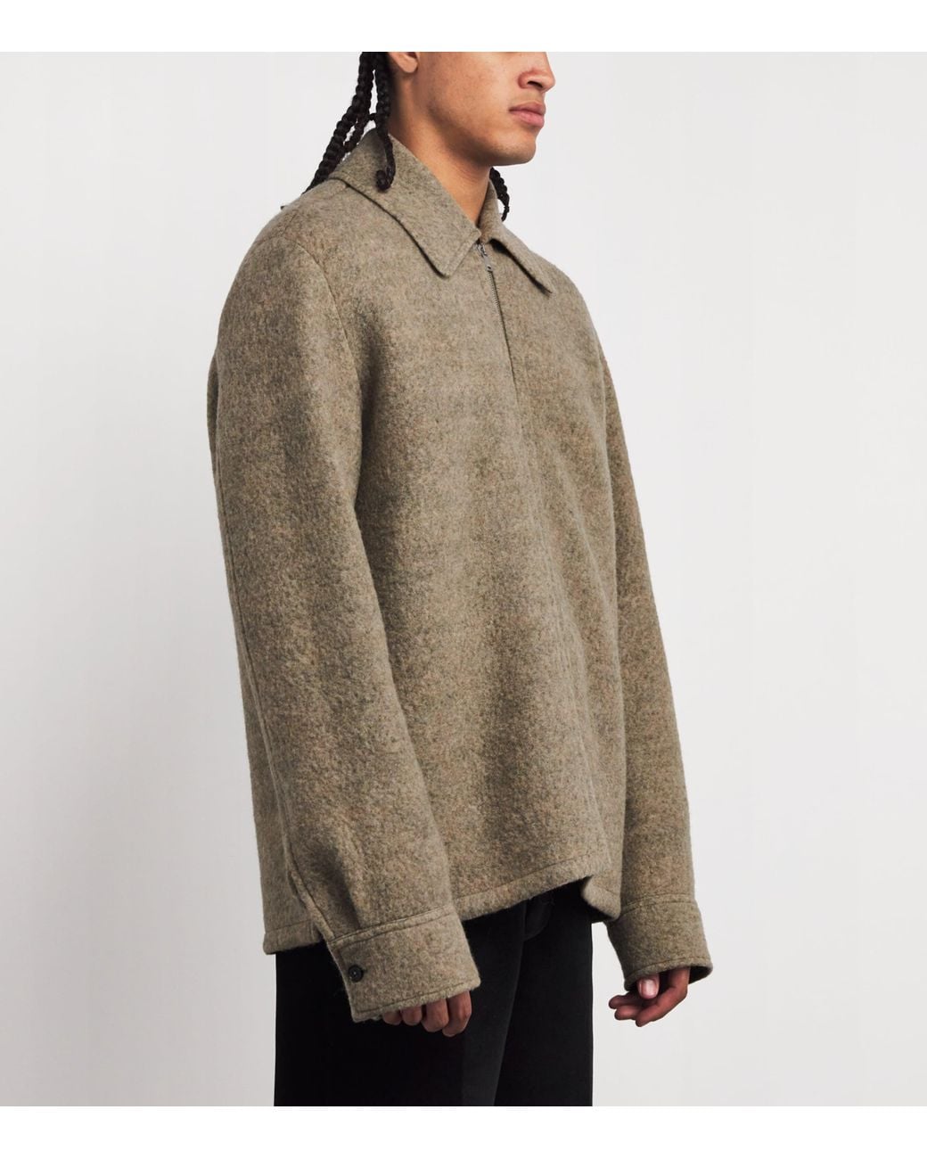 Jil Sander Brown Wool-Blend Felted Melange Blouson Jacket for men