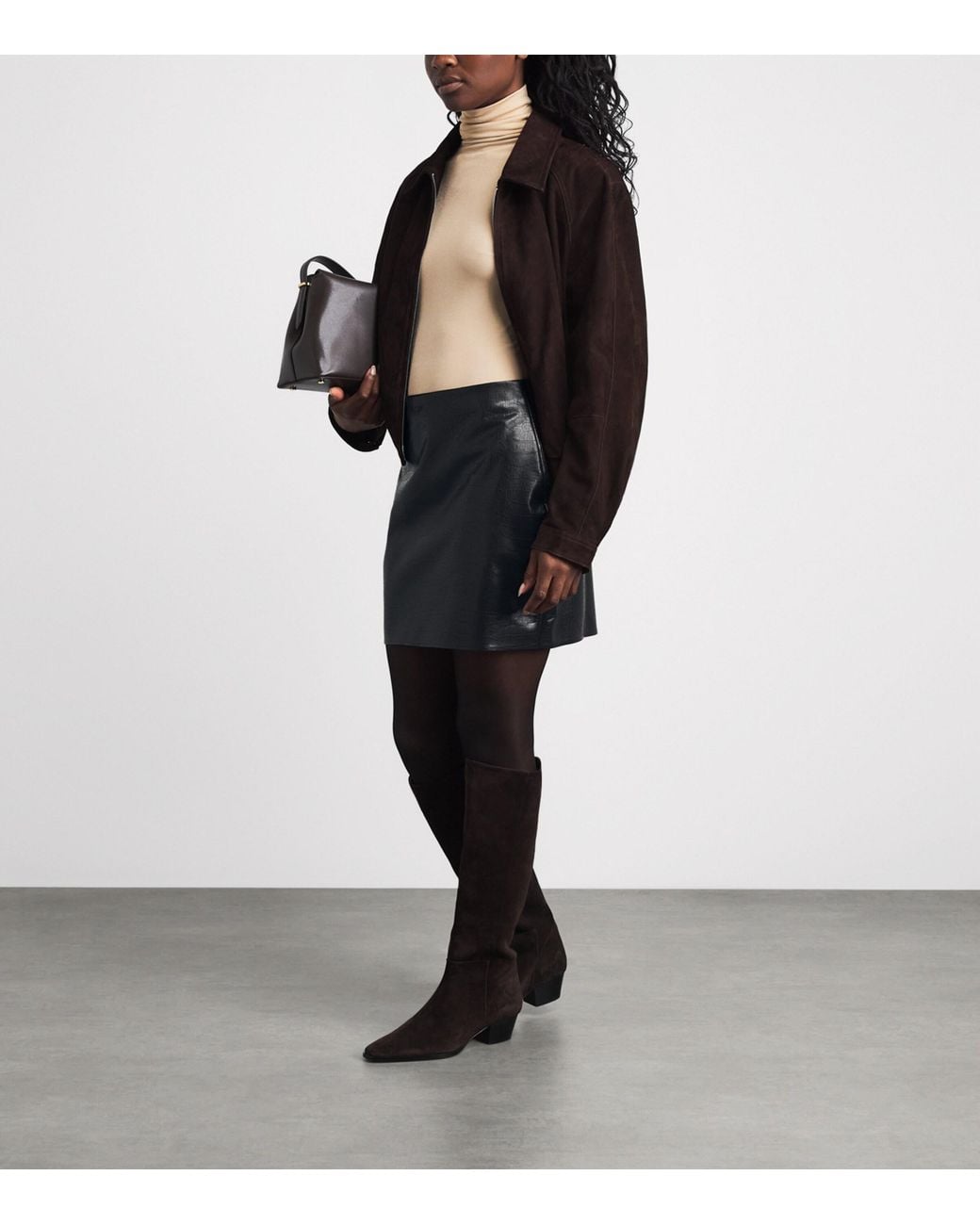 Wolford Black Croc-Effect Faux-Leather Mini Skirt