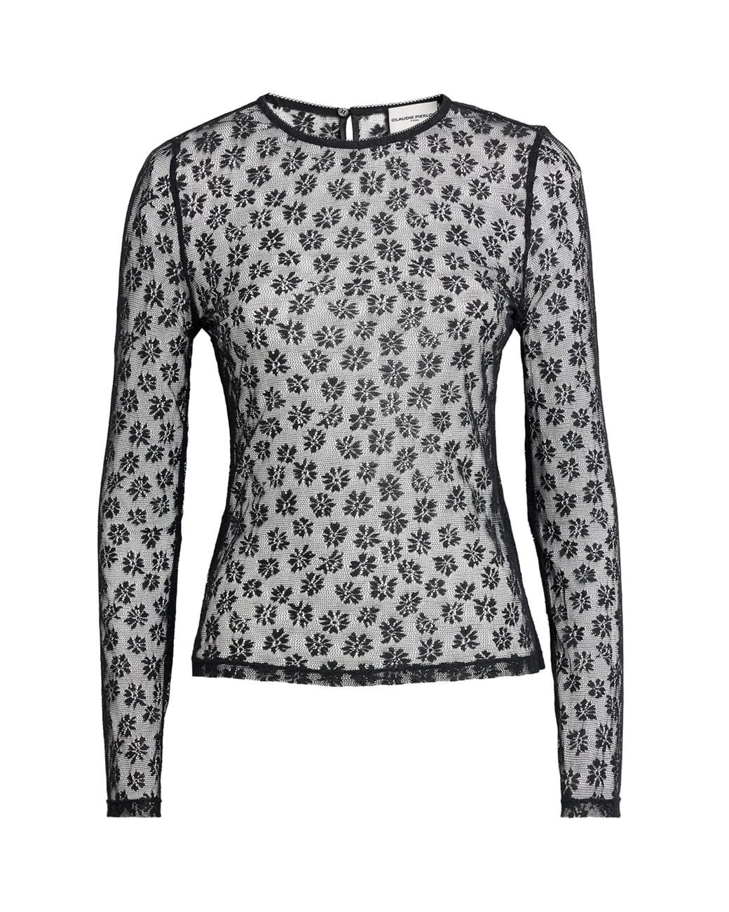 Claudie Pierlot Black Lace Long-Sleeve Top