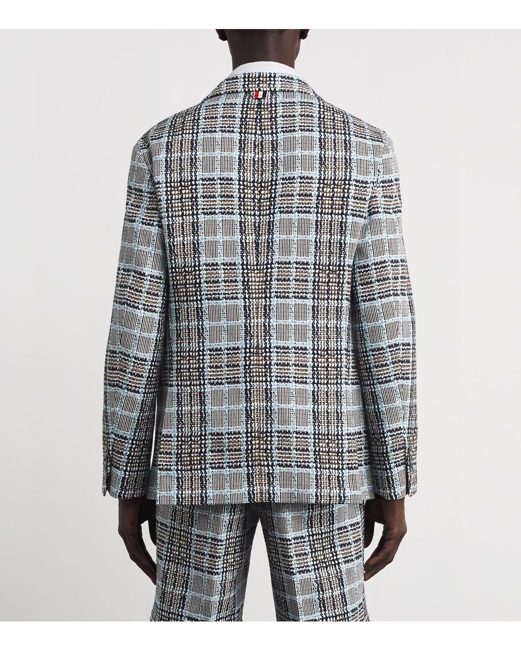 Thom Browne Gray Cotton Tweed Check Blazer for men