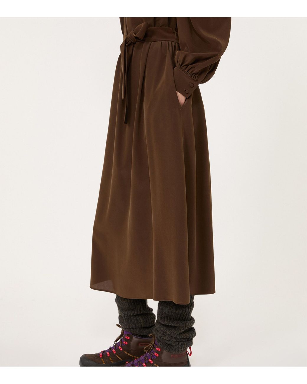 Weekend by Maxmara Brown Silk Maxi Dress