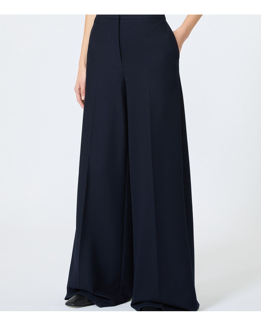 Max Mara Blue Cotton Wide-Leg Trousers
