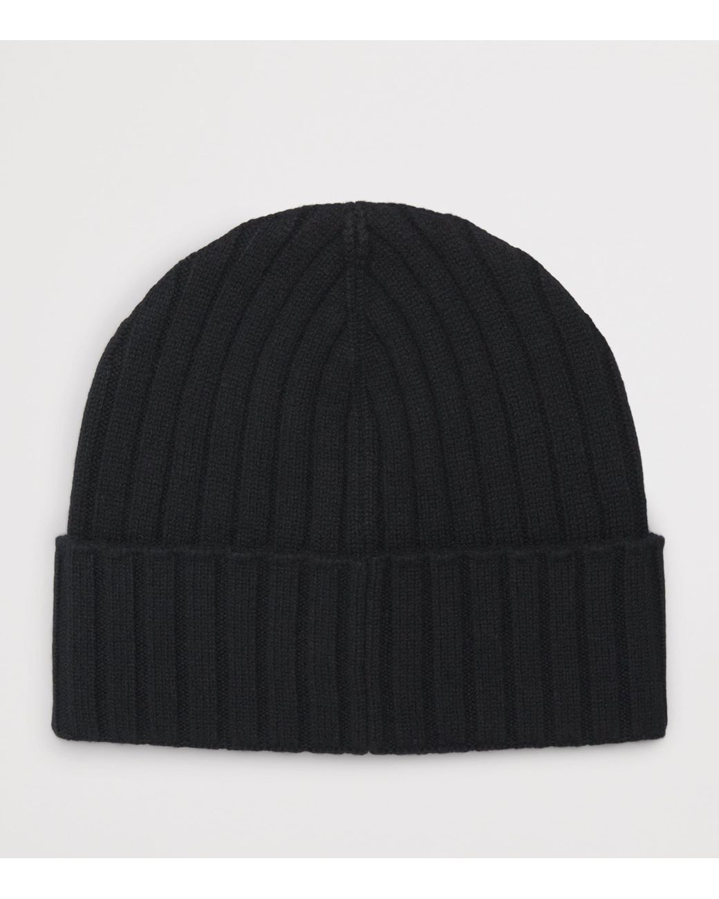 Herno Black Cashmere Logo Patch Beanie for men