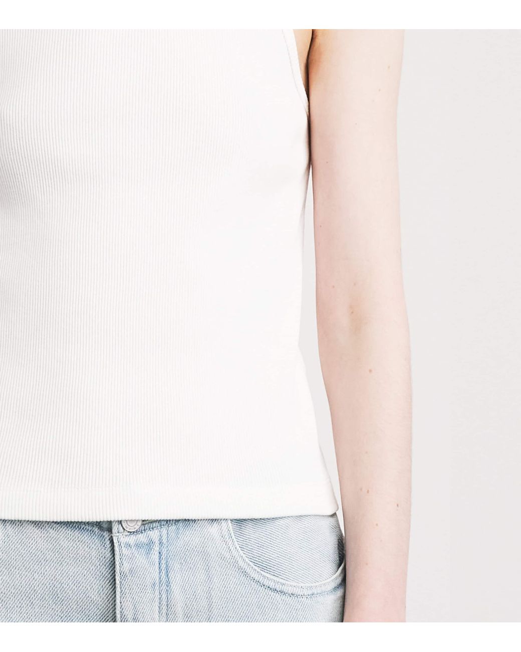 Still Here White Stretch-Cotton Snap Tank Top