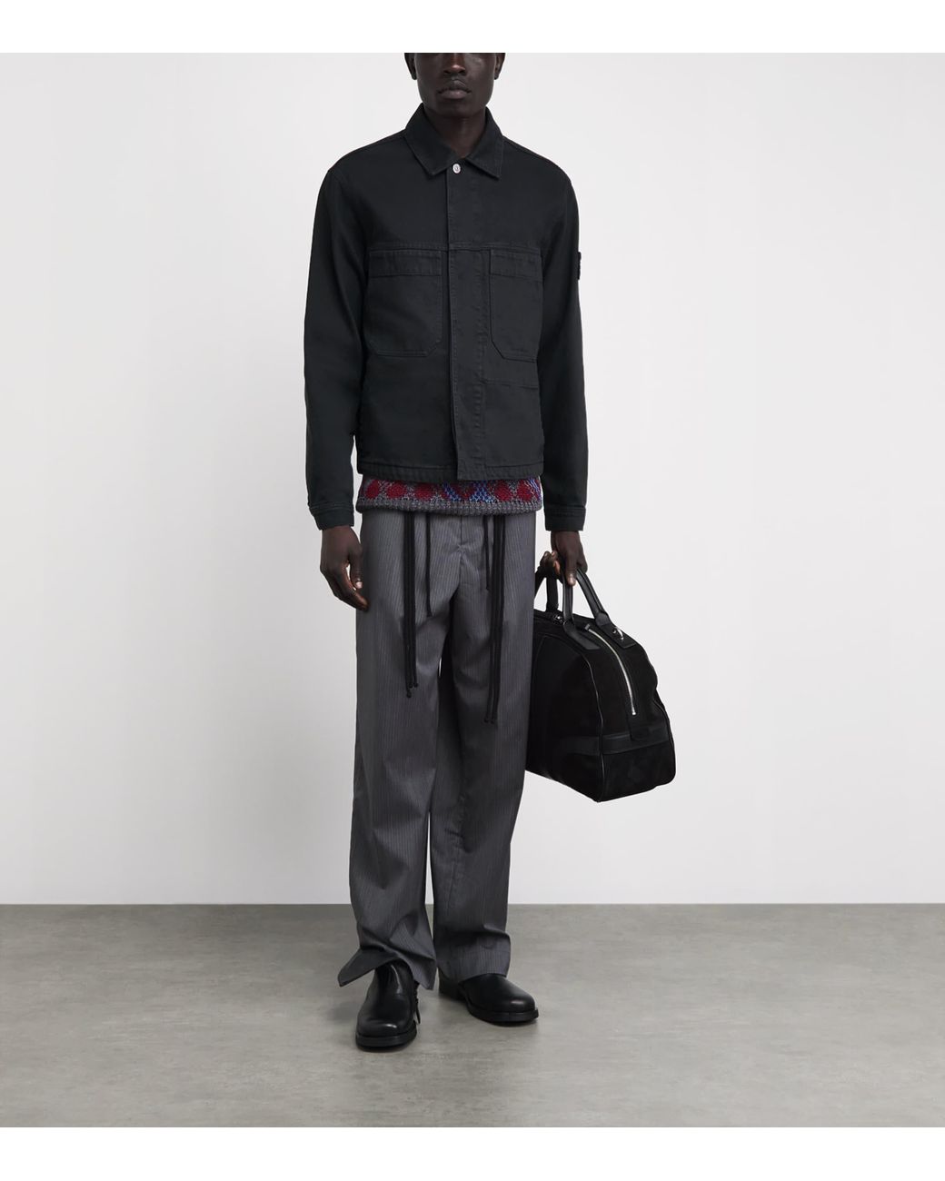 Stone Island Black Denim Coach Jacket for men