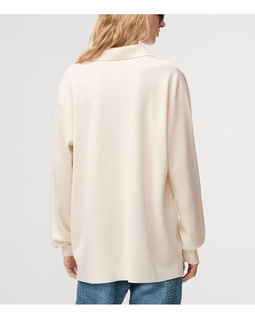 Loewe White Cashmere-Blend Polo Sweater