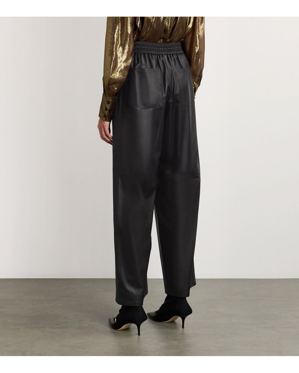 Yves Salomon Black Lambskin Wide-Leg Trousers