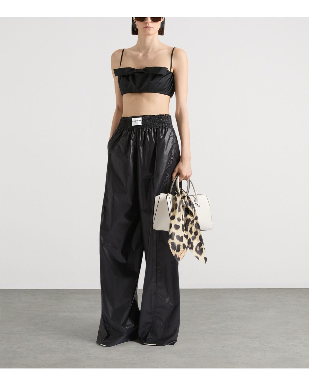 Givenchy Black Satin Bow Bra Crop Top