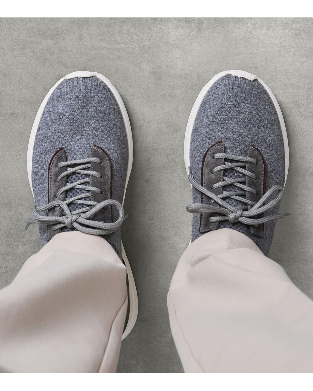 Eleventy Gray Knitted Panel Sneakers for men