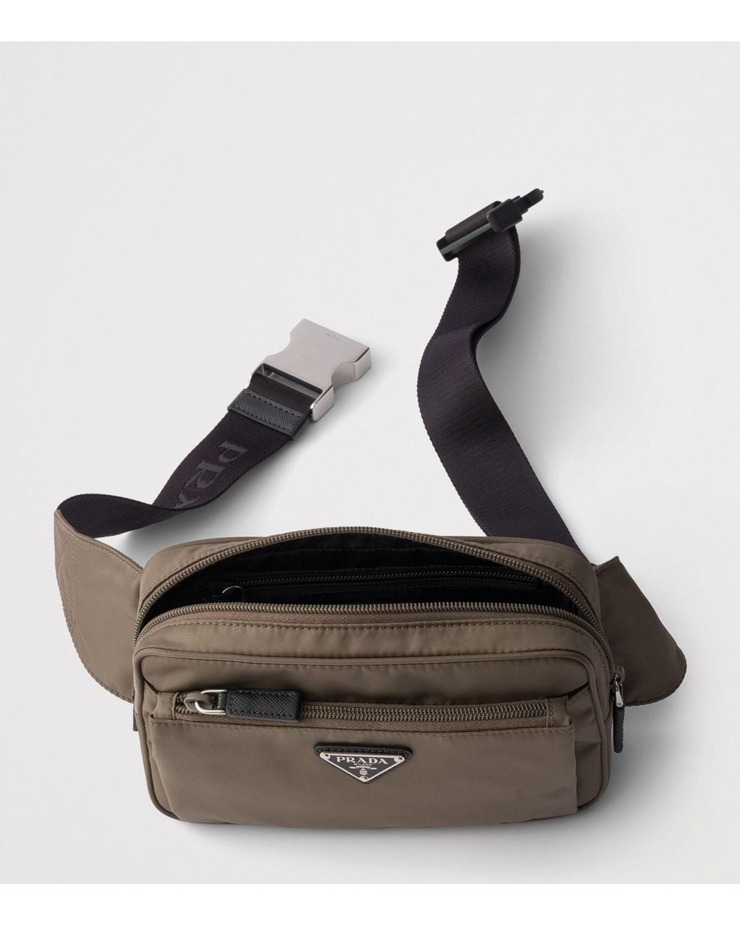 Prada Brown Re-Nylon And Saffiano Leather Belt Bag for men