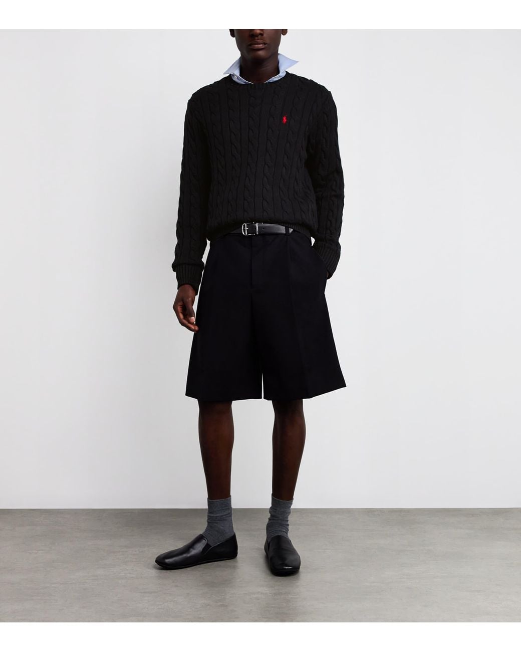 Polo Ralph Lauren Black Cotton Cable-Knit Sweater for men