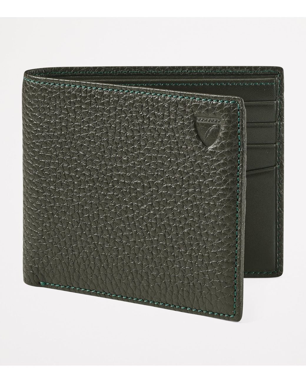 Aspinal Green Leather Bifold Wallet for men