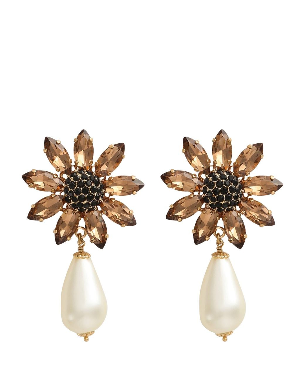 Dolce & Gabbana Metallic Embellished Flower Clip-On Earrings