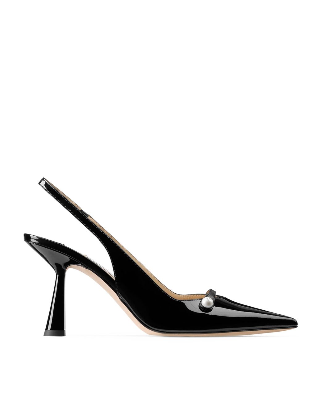 Jimmy Choo Black Amita 85 Leather Slingback Pumps