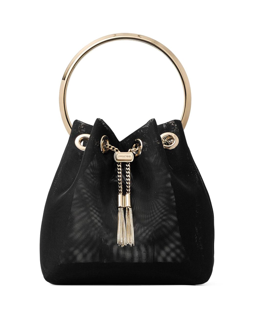 Jimmy Choo Black Mesh Bon Bon Top-Handle Bag