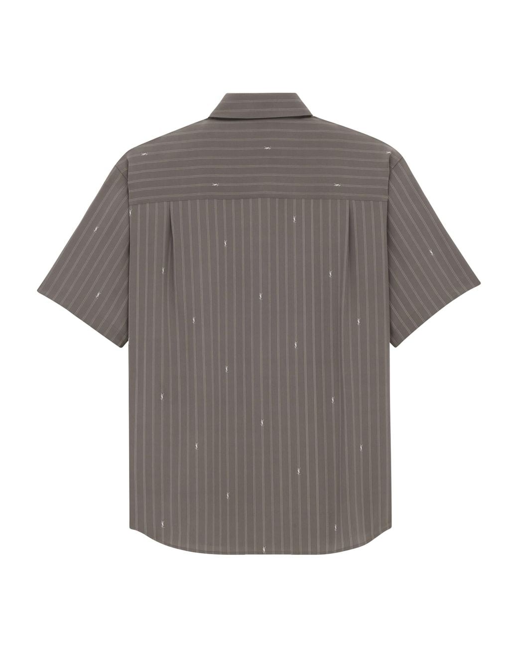 Saint Laurent Gray Striped Silk Crepe De Chine Shirt for men