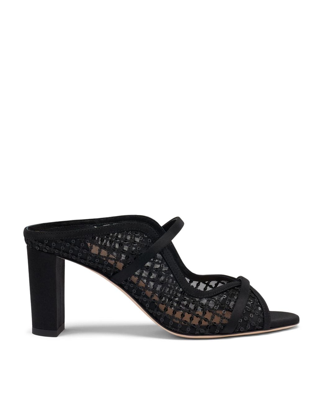 Malone Souliers Black Sequin Mesh Norah Heeled Sandals 70