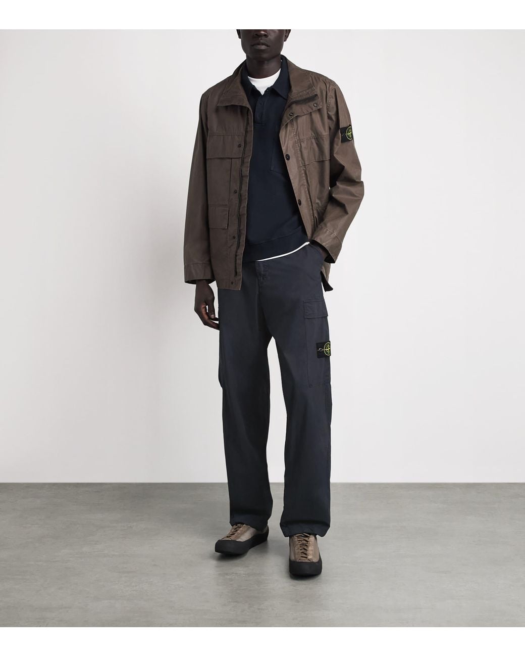 Stone Island Blue Stretch-Cotton Straight Cargo Trousers for men