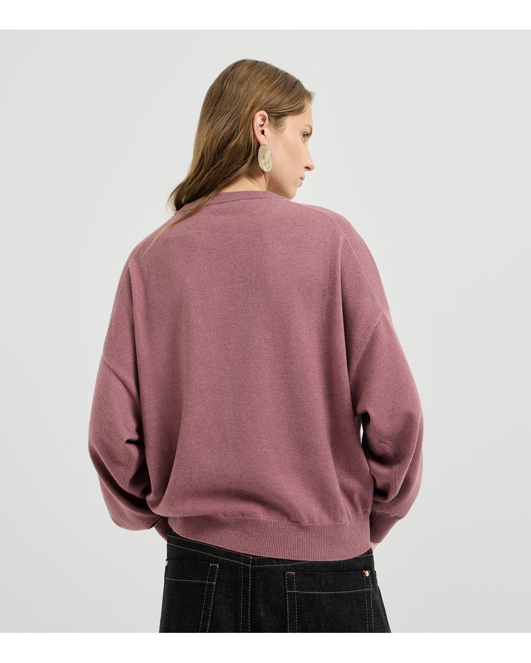 Brunello Cucinelli Pink Cashmere Crew-Neck Sweater