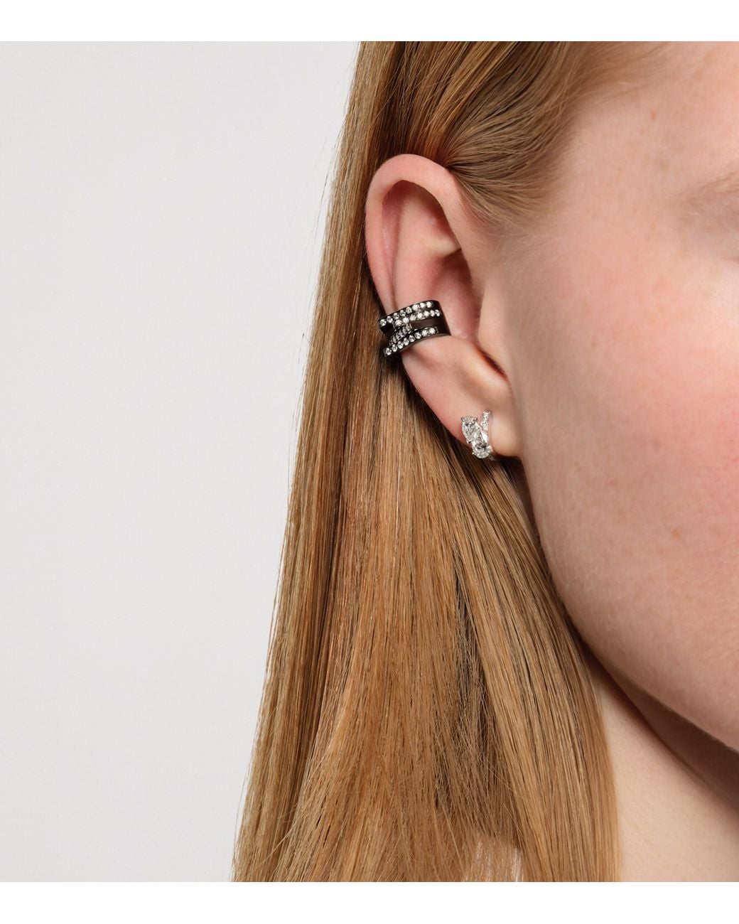Repossi White And Diamond Serti Sur Vide Single Earring