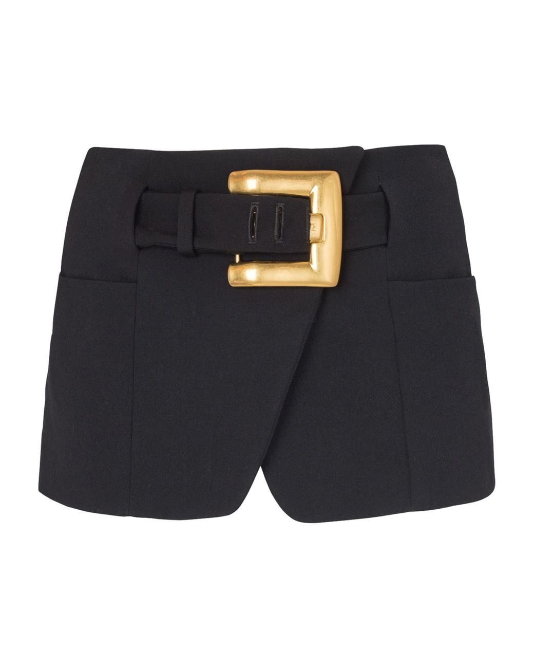 Balmain Blue Virgin Wool Belted Mini Skirt