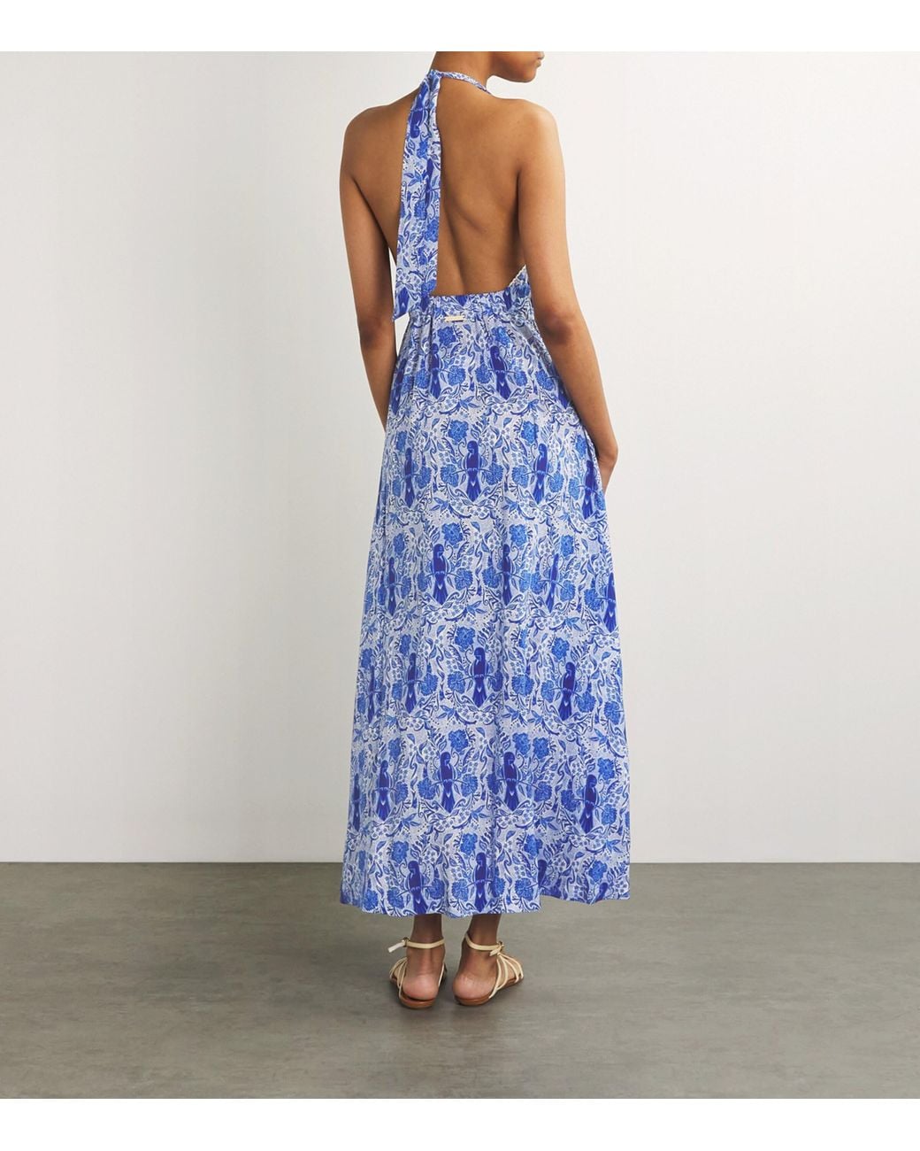 Heidi Klein Lake Como Halterneck Dress in Blue UK