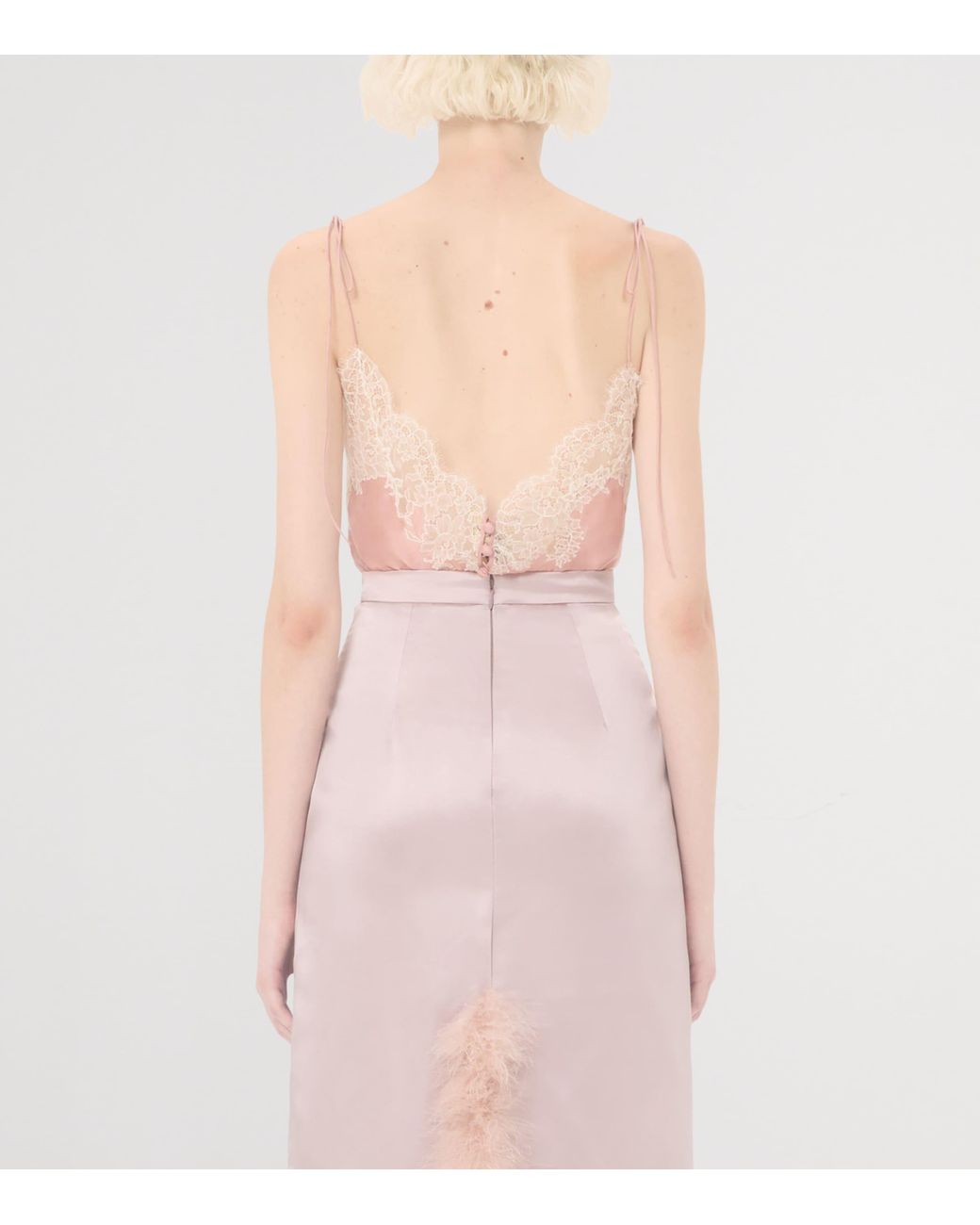 Valentino Pink Silk Lace-Trim Tank Top