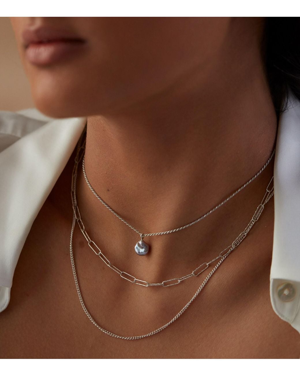 Monica Vinader White Sterling Alta Necklace