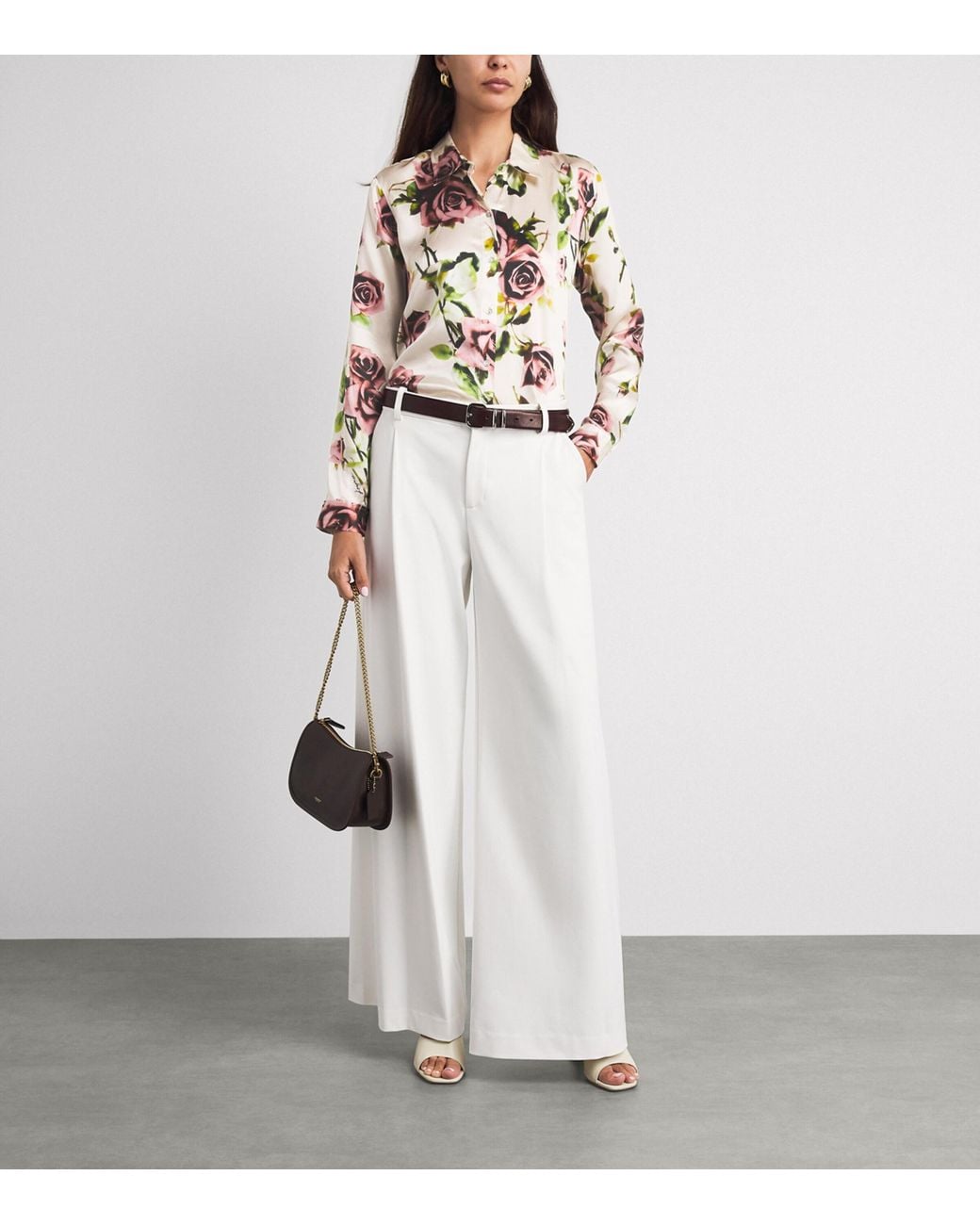 L'Agence Pink Silk Floral Tyler Shirt