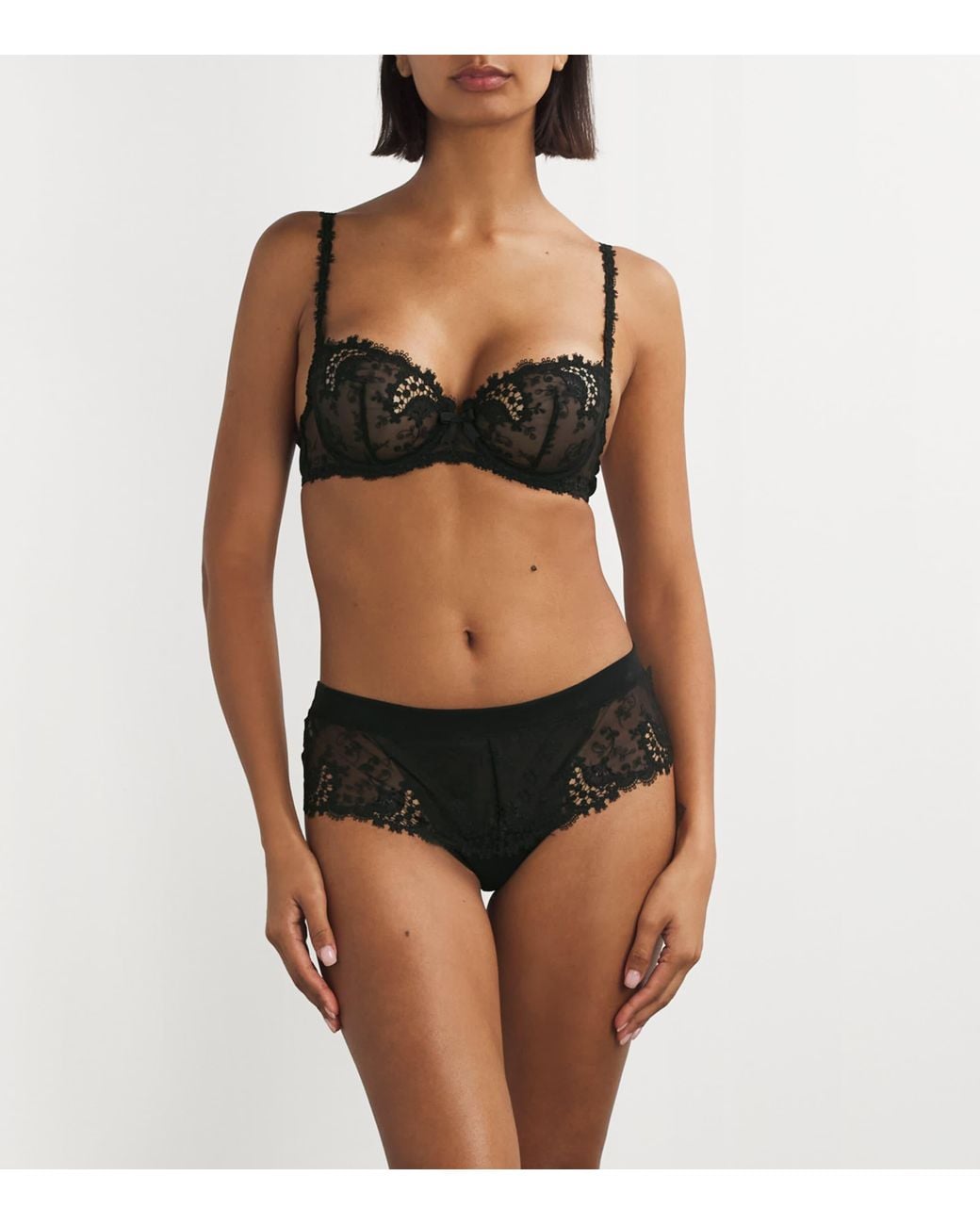 Simone Perele Black Lace Embroidered Briefs