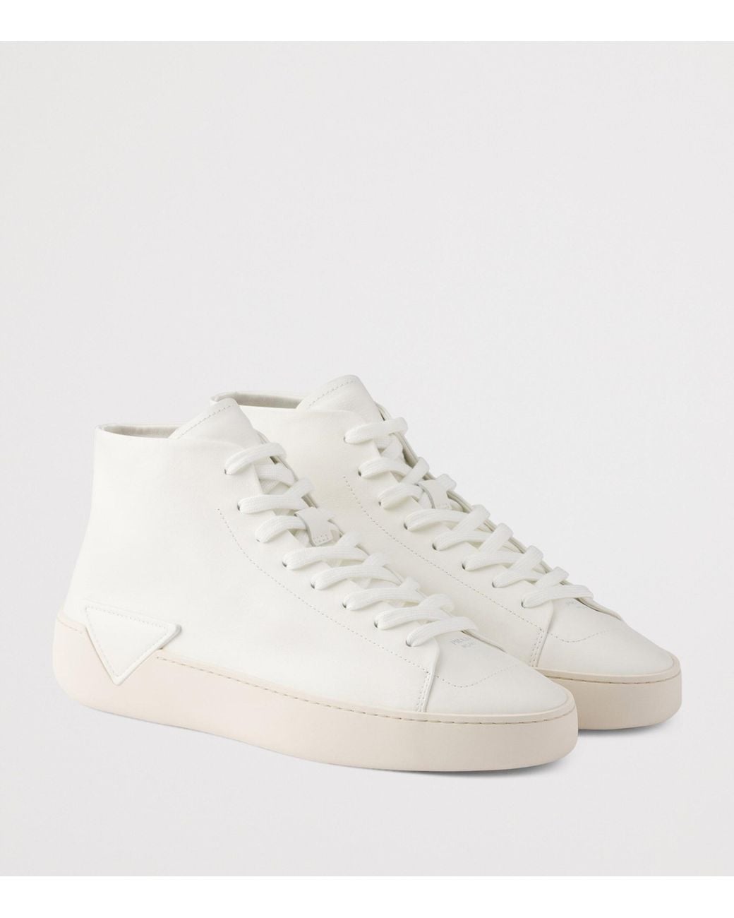 Prada White Leather Court High-Top Sneakers for men